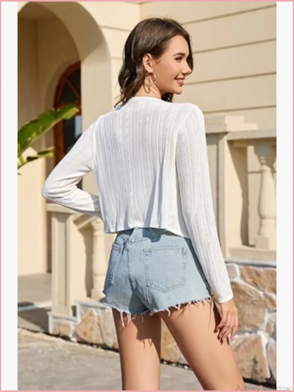 Tie Front Cropped Cardigan Sweater Open Front Knit Long Sleeve